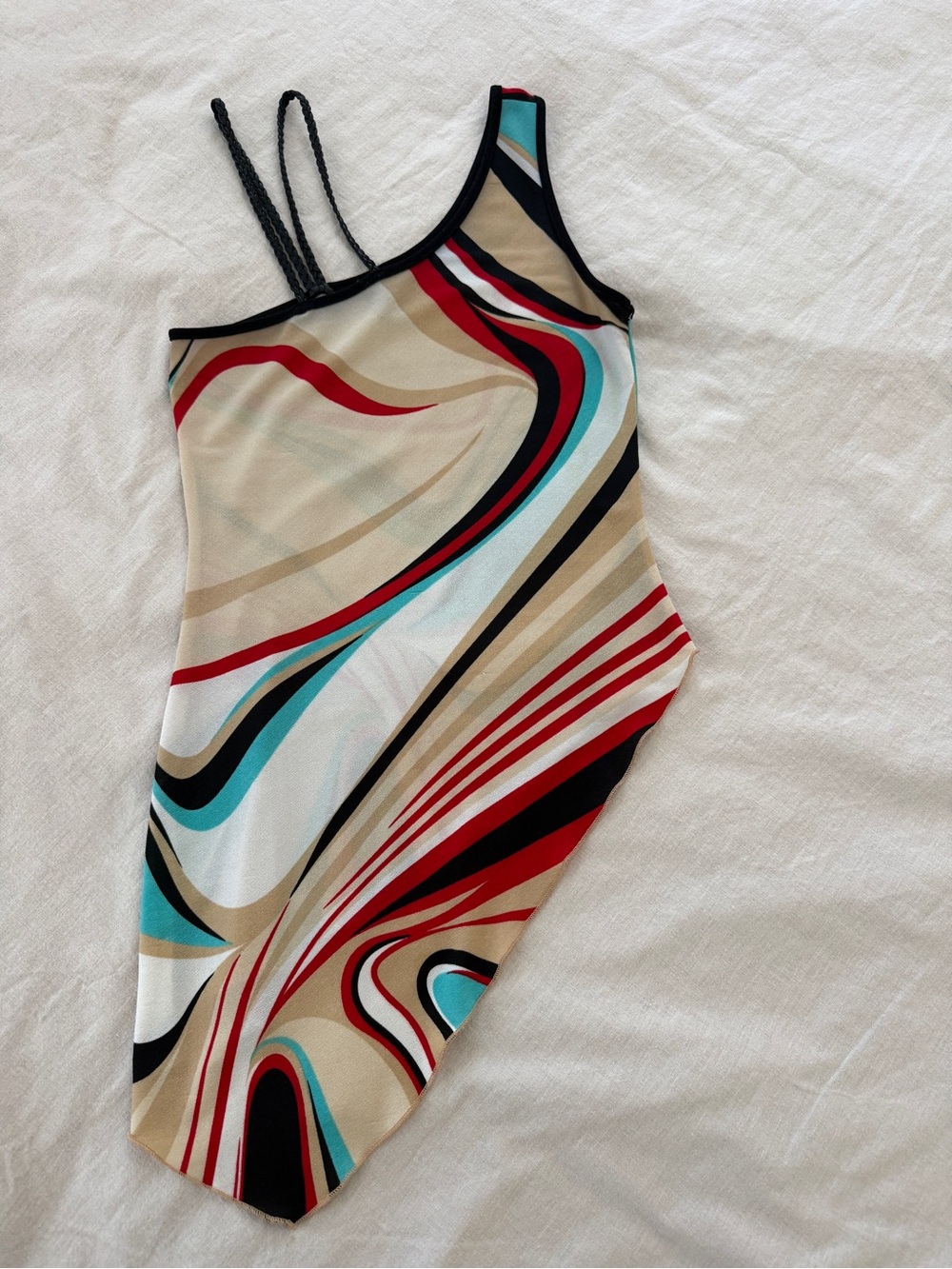 RARE Vintage 90s/Y2K YA Los Angeles Abstract Wave Asymmetrical Top